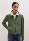Me+em Tweed Zip-through Box Top In Green/navy/cream