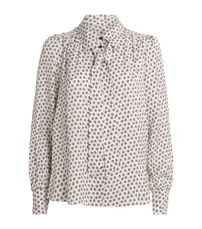 Me+em Twill Paisley Blouse And Tie In Gray