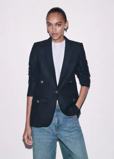 Me+em Twill Sharp Shoulder Blazer Navy In Blue