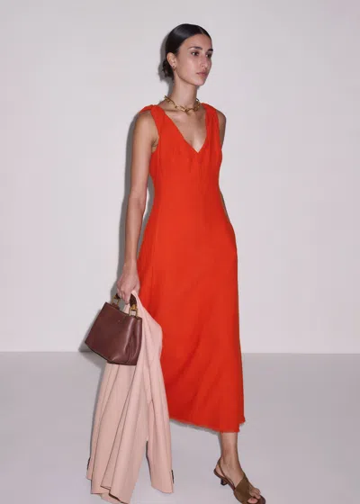 Me+em Twisted Strap Fit And Flare Maxi Dress Poppy Orange