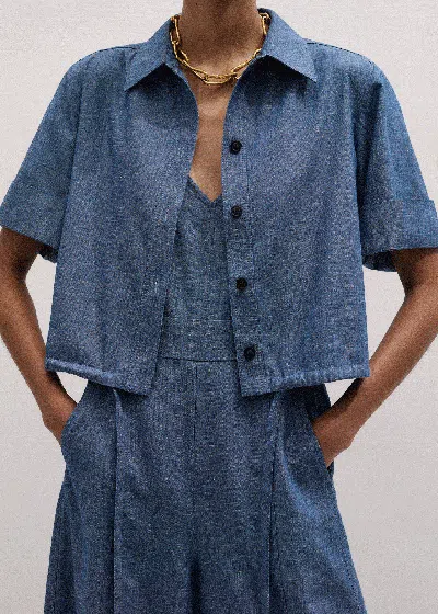 Me+em Two Piece Denim Jumpsuit + Shirt Chambray Blue