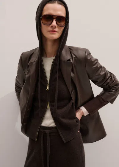 Me+em Two-way Zip Hoodie In Brown