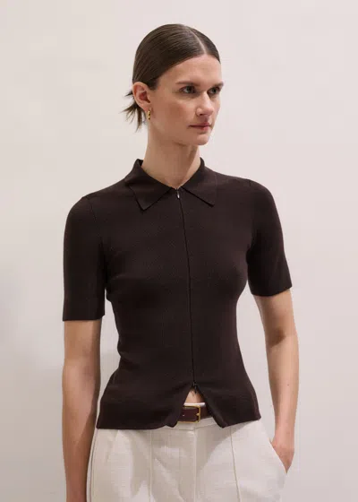 Me+em Two-way Zip Slim Tee Cocoa Brown