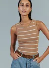 Me+em Ultimate Breton Crew Neck Vest In Biscuit/cream