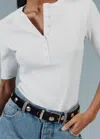 Me+em Ultimate Button Down Rib Short Sleeve Top In Bright White