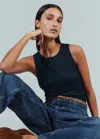 Me+em Ultimate Button Down Rib Tank In Navy
