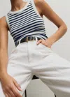 Me+em Ultimate Crew Neck Stripe Vest In Navy/soft White