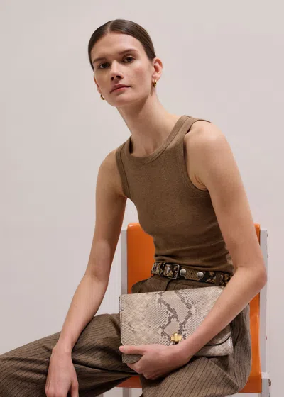 Me+em Ultimate Crew Neck Vest Camel Melange