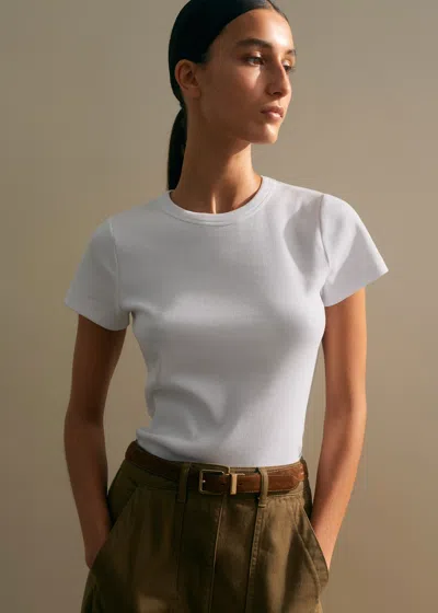 Me+em Ultimate Fitted Rib Crew Neck Tee In Bright White