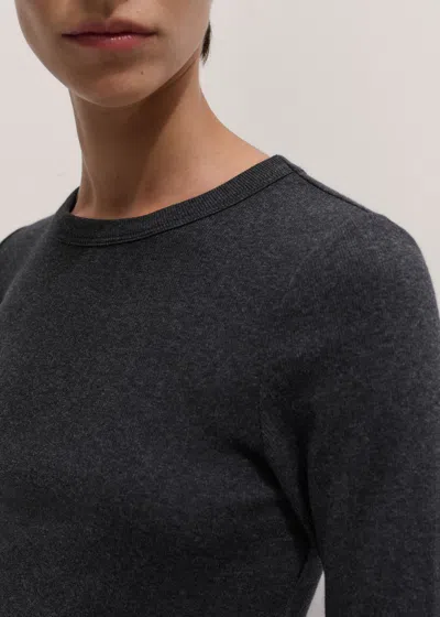 Me+em Ultimate Rib Long Sleeve Top Charcoal Melange In Gray