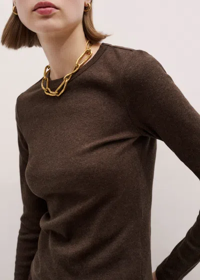 Me+em Ultimate Rib Long Sleeve Top Chocolate Mélange In Brown