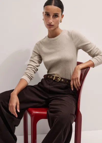 Me+em Ultimate Rib Long Sleeve Top Hazelnut Mélange In Neutral
