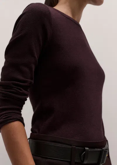 Me+em Ultimate Rib Long Sleeve Top Port Brown Melange