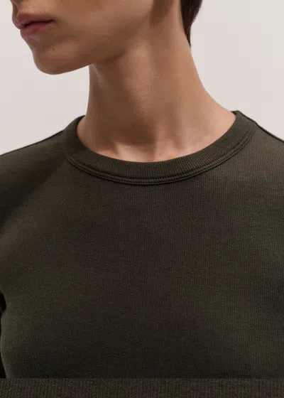 Me+em Ultimate Rib Long Sleeve Top Rich Olive Melange In Black