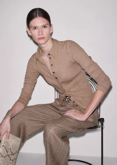 Me+em Ultimate Rib Shirt Camel Melange In Neutral