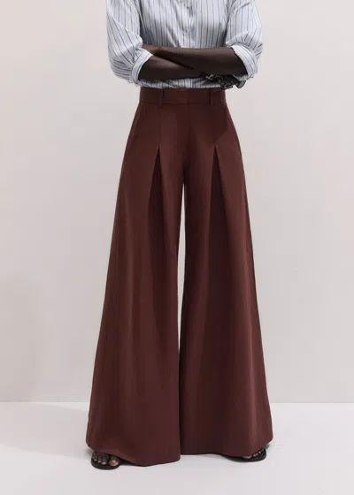 Me+em Ultimate Wide Leg Pleat Front Trouser Cinnamon Brown