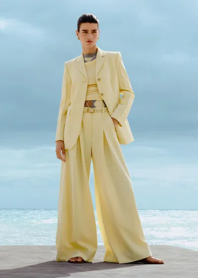 Me+em Ultimate Wide Pleat Front Trouser Dusted Lemon Yellow