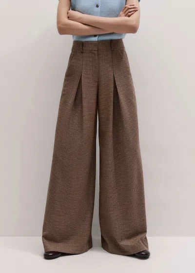 Me+em Ultimate Wide Pleat Front Trouser Pecan Brown Multi