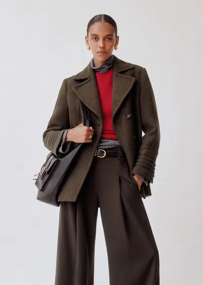 Me+em Utility Swing Peacoat Khaki Melange In Animal Print