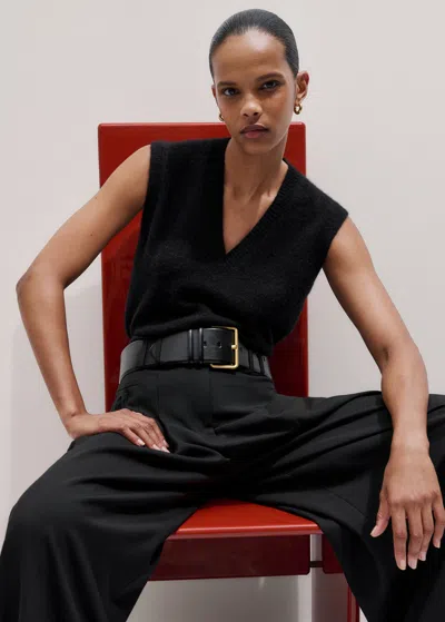 Me+em V Neck Straight Knit Vest Black