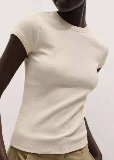 Me+em Variegated Rib Tee Cream In White