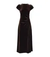 Me+em Velour Draped Maxi Dress In Brown