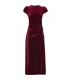 Me+em Velour Draped Maxi Dress In Burgundy