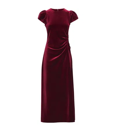 Me+em Velour Draped Maxi Dress In Burgundy
