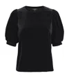 Me+em Velour Puff-sleeve T-shirt In Black