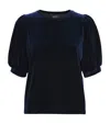 Me+em Velour Puff-sleeve T-shirt In Blue