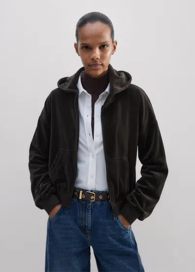 Me+em Velour Zip Hoody In Double Espresso