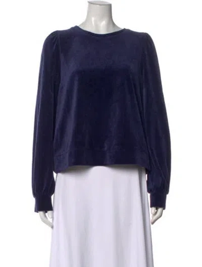 Pre-owned Me+em Velvet Crew Neck Top In Blue
