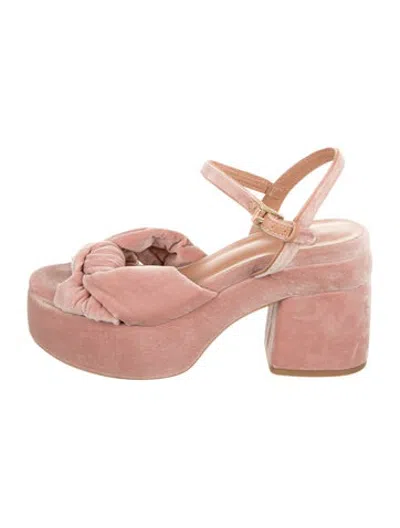 Pre-owned Me+em Velvet Slingback Pumps In Pink