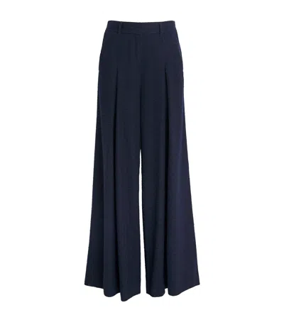 Me+em Very Wide Pleated Trousers In Blue