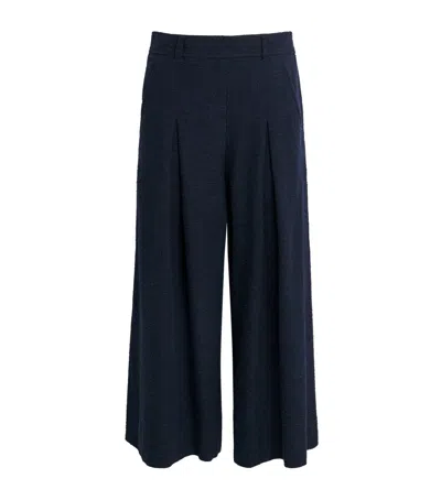 Me+em Very Wide Pleated Trousers In Blue