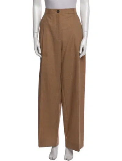 Pre-owned Me+em Virgin Wool Wide Leg Pants In Brown