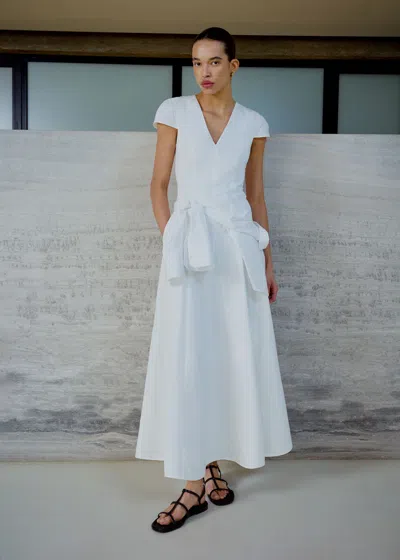 Me+em V-neck Fit And Flare Maxi Dress Soft White