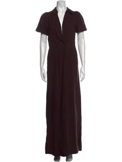 Pre-owned Me+em V-neck Jumpsuit In Brown