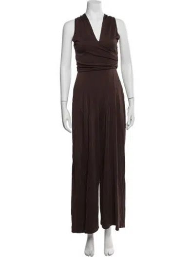 Pre-owned Me+em V-neck Jumpsuit In Brown