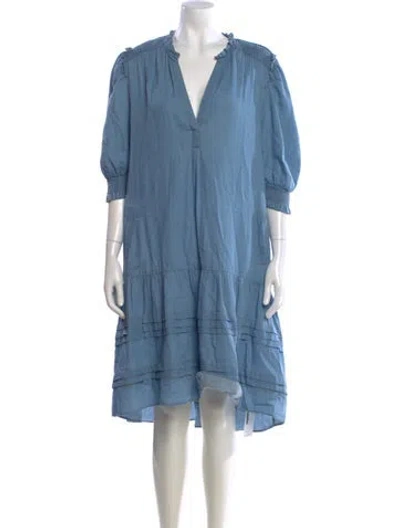 Pre-owned Me+em V-neck Knee-length Dress In Blue