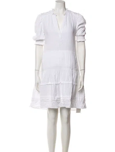 Pre-owned Me+em V-neck Knee-length Dress In White