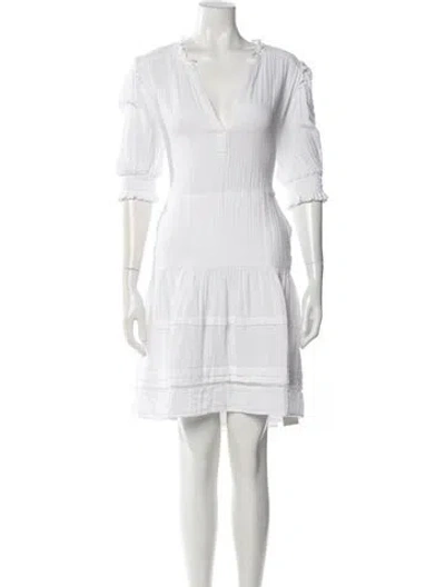Pre-owned Me+em V-neck Knee-length Dress In White