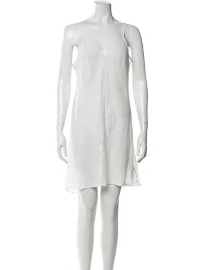 Pre-owned Me+em V-neck Knee-length Dress In White