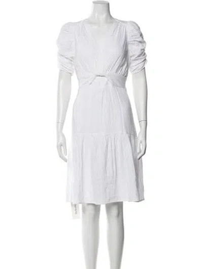 Pre-owned Me+em V-neck Knee-length Dress In White