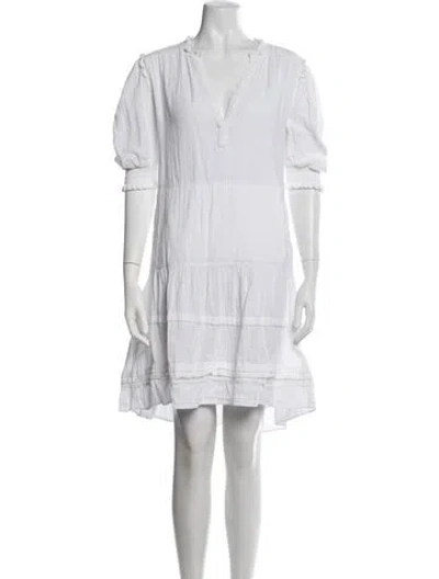Pre-owned Me+em V-neck Knee-length Dress In White