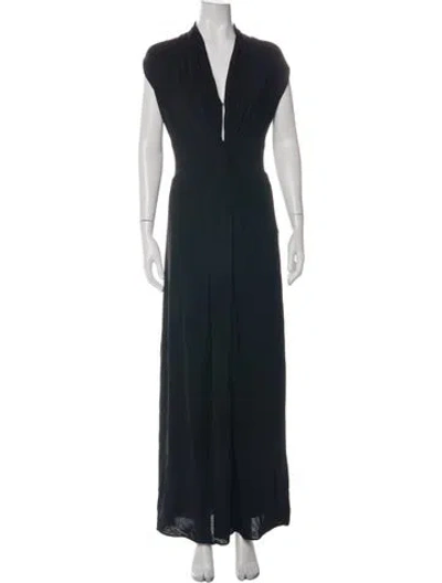Pre-owned Me+em V-neck Long Dress In Black