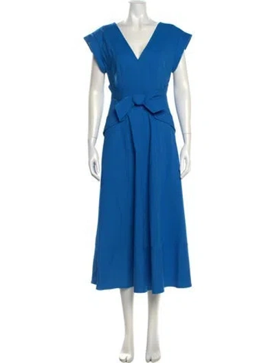 Pre-owned Me+em V-neck Long Dress In Blue