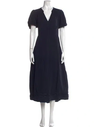 Pre-owned Me+em V-neck Long Dress In Blue