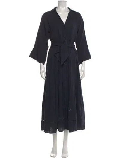 Pre-owned Me+em V-neck Long Dress In Blue