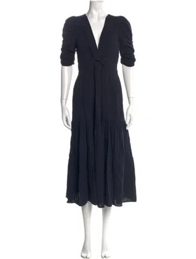 Pre-owned Me+em V-neck Long Dress In Blue